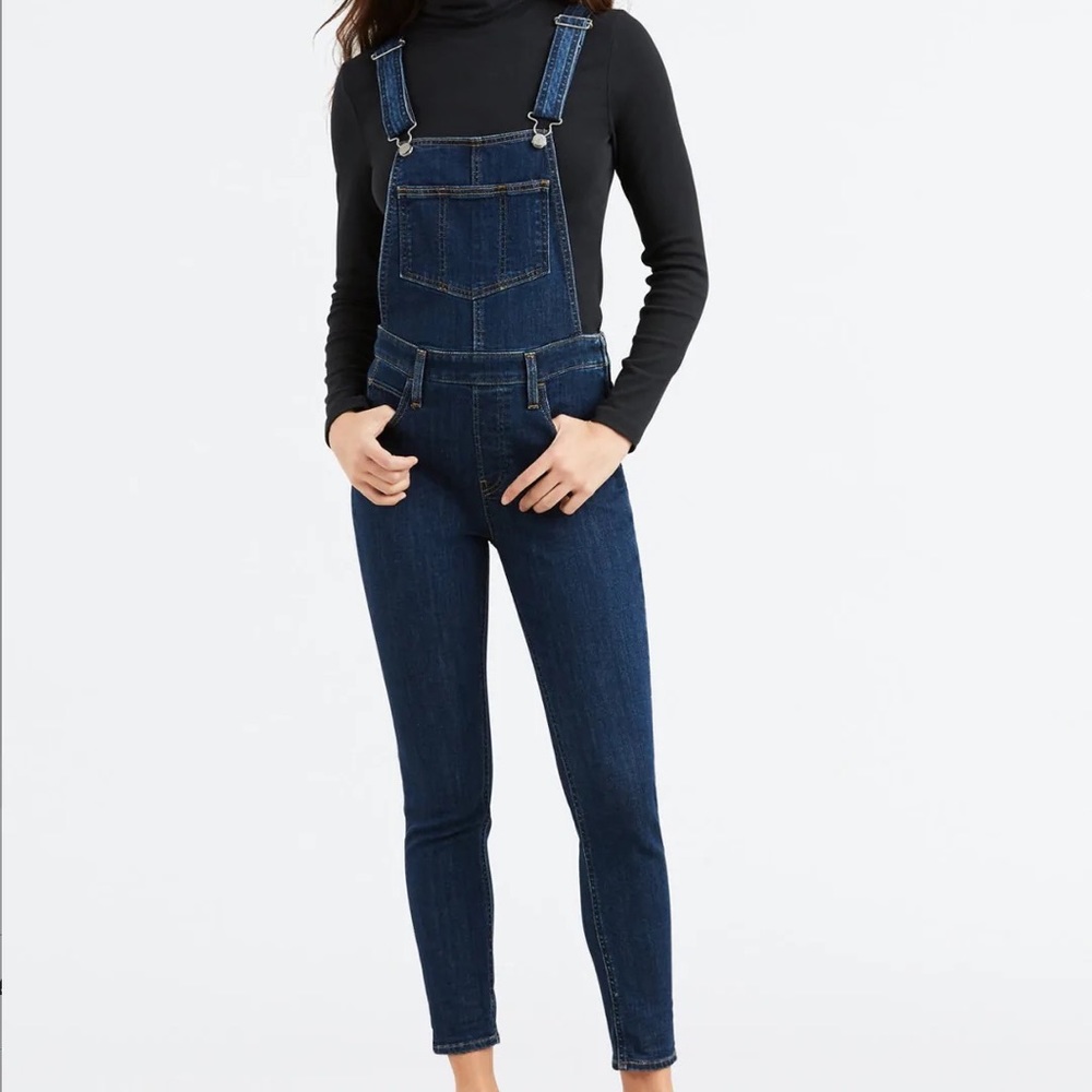 Levi Dark Wash Skinny Overalls- 26